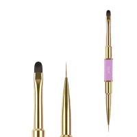 Пензель для гелю Heart духсторонній "Gel oval №6 - Liner 10мм"